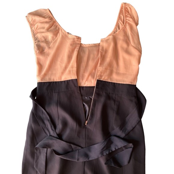 Forever 21 Dress Ruffle Front Pockets Empire Waist Sheath Pink Black Medium - Picture 3 of 12